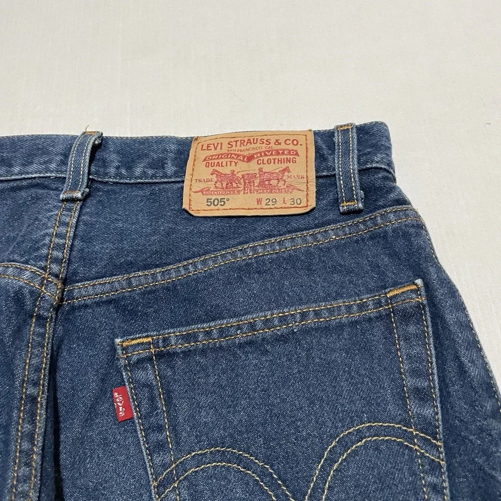 Levi's 505 Regular Fit Men's Jeans W29 L30 Dark Wash Straight Leg Made Mexico